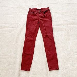 Madewell Faded Brick Red Mid Rise Skinny Jeans